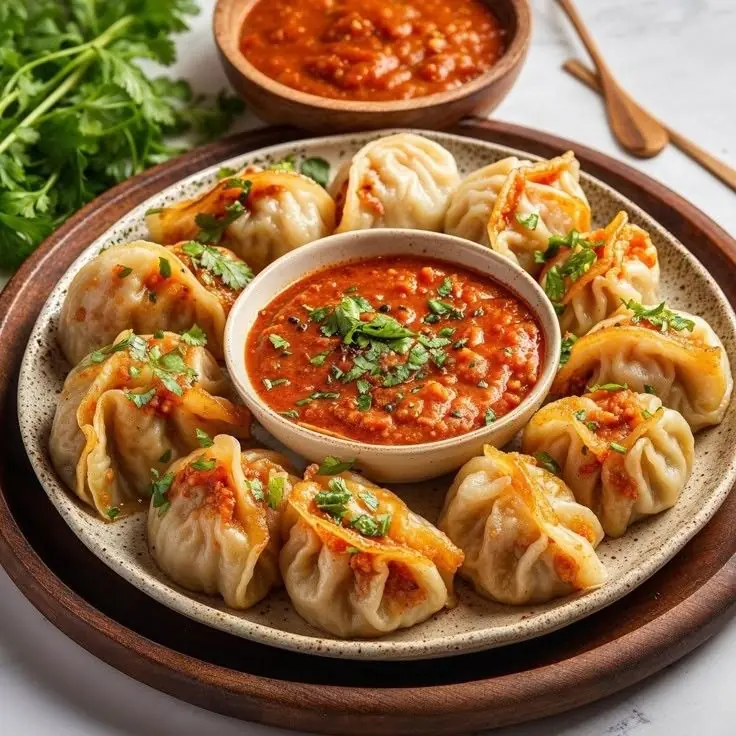 Vegetable momo dumplings